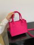 Neon-pink Stitch Detail Felt Square Bag