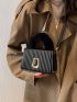 Mini Metal Decor Fluffy Handle Square Bag