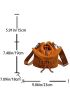 Letter Embroidered Drawstring Design Velvet Bucket Bag