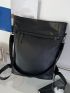 Men's Pu Backpack Straight Student Black Fashion Simple Oblique Straddle Schoolbag