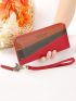 Colorblock Letter Graphic Long Wallet