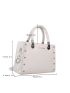 Letter Graphic Studded Decor Double Handle Square Bag