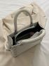 Letter Graphic Studded Decor Double Handle Square Bag