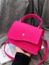 Mini Neon Pink Felt Flap Square Bag