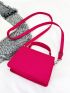 Mini Neon Pink Felt Flap Square Bag