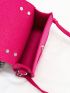 Mini Neon Pink Felt Flap Square Bag