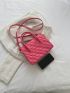 Neon Pink Four-leaf Clover Embossed Square Bag