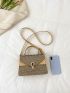 Sequin & Metal Decor Flap Square Bag