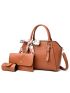 3pcs Crocodile Embossed Twilly Scarf Decor Tote Bag Set