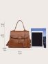 Minimalist Flap Square Bag With Round Bag Charm