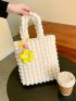 Flower Decor Ruched Bag