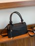 Plaid Embossed Flap Square Bag