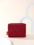 Heart Embroidered Quilted Small Wallet With Wristlet