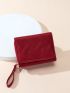 Heart Embroidered Quilted Small Wallet With Wristlet