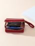 Heart Embroidered Quilted Small Wallet With Wristlet