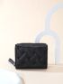 Heart Embroidered Quilted Small Wallet With Wristlet