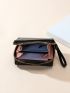 Heart Embroidered Quilted Small Wallet With Wristlet
