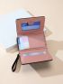 Heart Embroidered Quilted Small Wallet With Wristlet