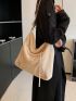 Letter Graphic Fluffy Hobo Bag