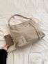 Letter Graphic Fluffy Hobo Bag