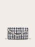 Metal Edge Plaid Pattern Square Bag