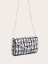 Metal Edge Plaid Pattern Square Bag