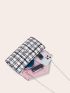 Metal Edge Plaid Pattern Square Bag