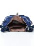 Letter Patch Decor Hobo Bag Waterproof Blue