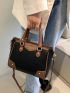 Two Tone Studded Decor Square Bag
