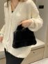 Minimalist Flap Chain Flannelette Square Bag