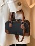 Contrast Binding Double Handle Square Bag