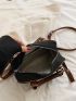 Contrast Binding Double Handle Square Bag