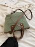 Pom Pom Decor Contrast Binding Square Bag