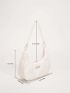 Faux Pearl Decor Baguette Bag