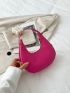 Neon Pink Crocodile Embossed Hobo Bag