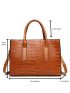 3pcs Crocodile Embossed Top Handle Bag Set