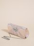 Rhinestone Decor Ruched Detail Flap Square Bag
