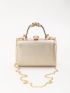 Mini Metallic Rhinestone Decor Chain Box Bag