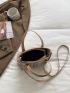 Plaid Pattern Tweed Bucket Bag