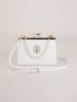 Figure & Faux Pearl Decor Kiss Lock Square Bag