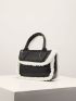 Mini Fuzzy Trim Flap Square Bag