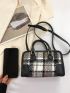Plaid Pattern Satchel Bag