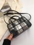 Plaid Pattern Satchel Bag