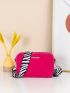 Mini Neon Pink Metal Detail Fuzzy Square Bag