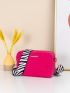 Mini Neon Pink Metal Detail Fuzzy Square Bag