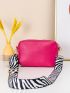 Mini Neon Pink Metal Detail Fuzzy Square Bag