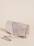 Rhinestone Decor Ruched Detail Chain Satin Square Bag