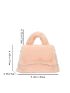 Faux Pearl Decor Fuzzy Flap Square Bag