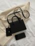 Chevron Detail Square Bag With Coin Purse