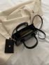 Chevron Detail Square Bag With Coin Purse